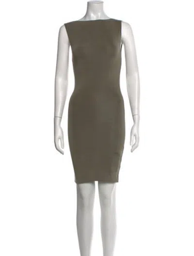 Pre-owned St Agni Bateau Neckline Mini Dress In Green
