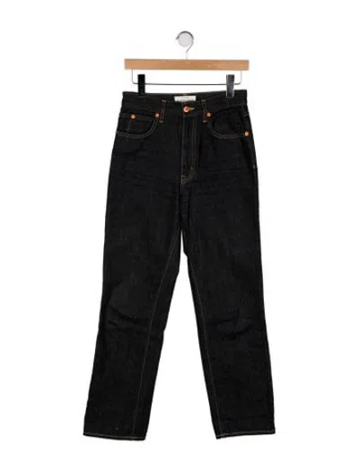 Pre-owned St Agni High-rise Straight Leg Jeans In Black