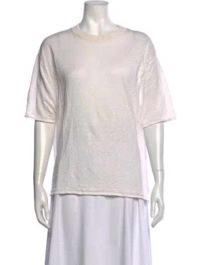 Pre-owned St Agni Linen Crew Neck Sweater In White