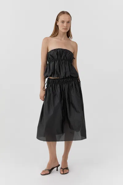 St Agni Paper Taffeta Drawstring Skirt In Black
