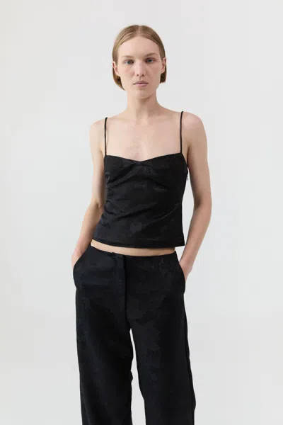 St Agni Silk Wool Jacquard Cami In Black