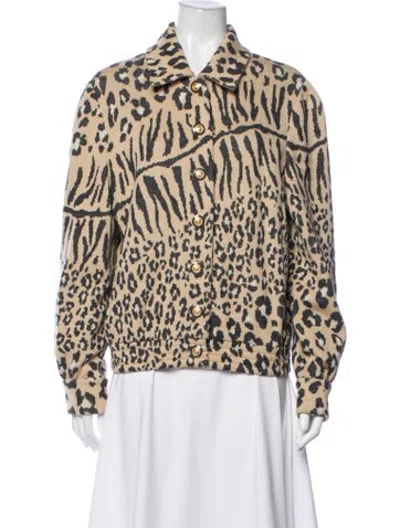 Pre-owned St John Animal Print Jacket In Neutrals