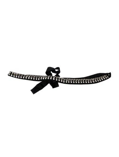 Pre-owned St John Beaded Accents Belt In Black