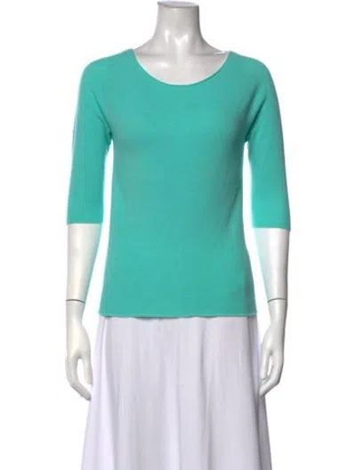 Pre-owned St John Cashmere Scoop Neck Sweater W/ Tags In Blue