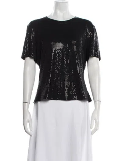 Pre-owned St. John Caviar Graphic Print Crew Neck Top In Black