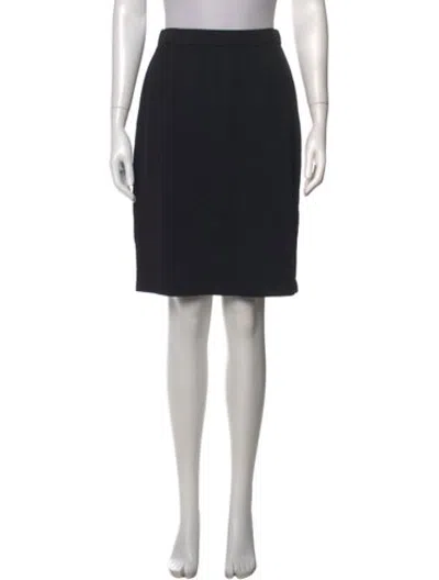 Pre-owned St. John Caviar Silk Knee-length Skirt In Black