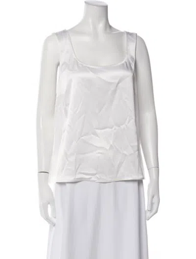 Pre-owned St. John Caviar Square Neckline Sleeveless Top In White