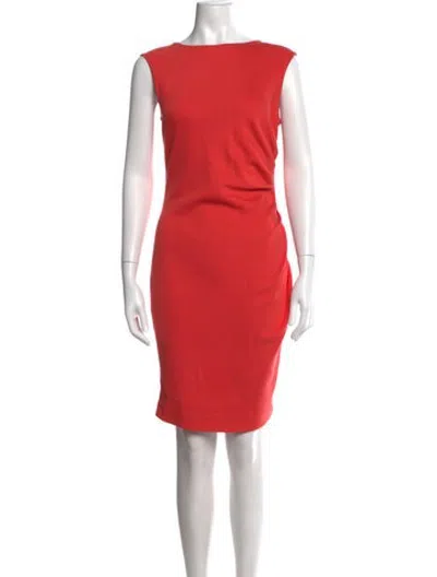 Pre-owned St. John Couture Bateau Neckline Knee-length Dress In Orange