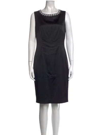 Pre-owned St. John Couture Crew Neck Knee-length Dress In Black