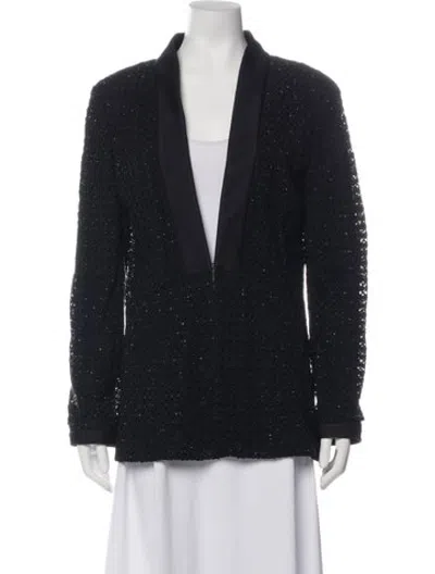 Pre-owned St. John Couture Patterned Blazer In Black