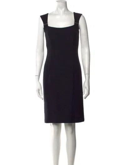 Pre-owned St. John Couture Square Neckline Knee-length Dress In Black