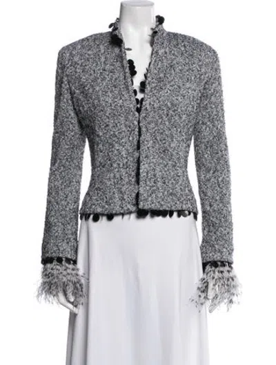 Pre-owned St. John Couture Tweed Pattern Jacket In Grey