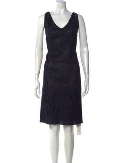 Pre-owned St. John Couture Tweed Pattern Knee-length Dress In Blue