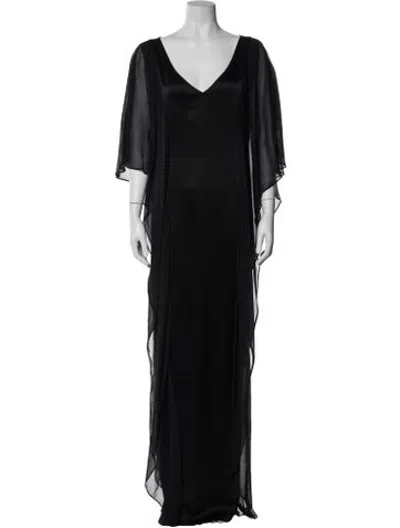 Pre-owned St. John Couture V-neck Long Dress In Blue