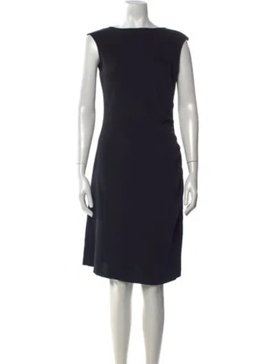Pre-owned St. John Couture Wool Knee-length Dress In Blue