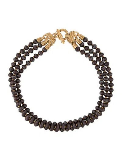 Pre-owned St John Faux Pearl Multistrand Collar Necklace, 17" In Brown