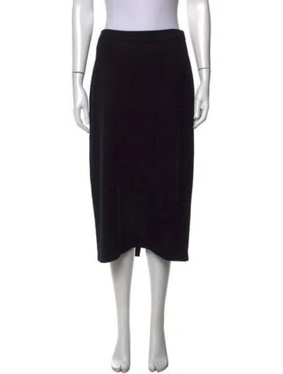 Pre-owned St John Lace Trim Embellishment Midi Length Skirt In Black