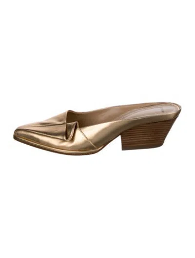 Pre-owned St John Leather Mules In Gold