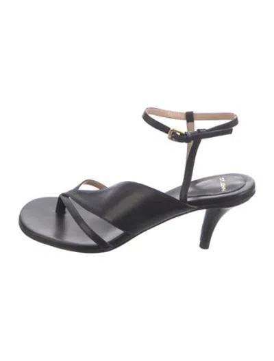 Pre-owned St John Leather Sandals In Black