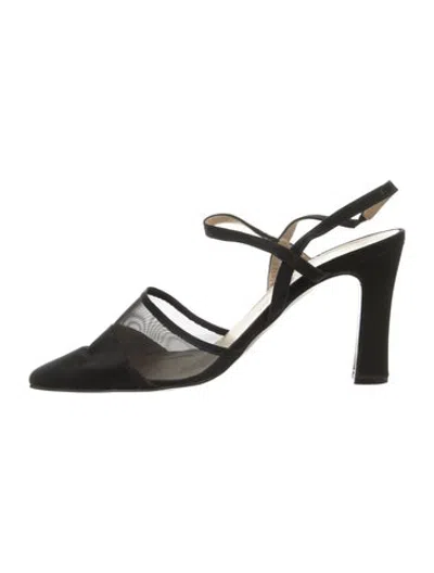 Pre-owned St John Mesh Slingback Pumps In Black