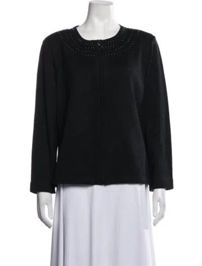 Pre-owned St John Open Front Sweater In Black