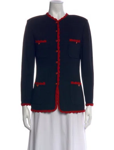 Pre-owned St John Open Front Sweater In Blue