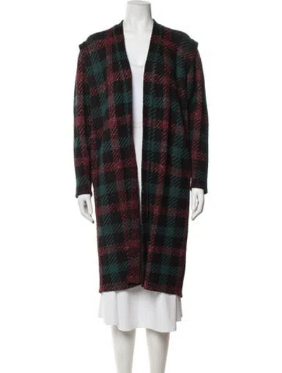 Pre-owned St John Plaid Print Coat In Multicolor