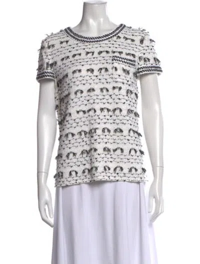 Pre-owned St John Printed Scoop Neck T-shirt In Black/white