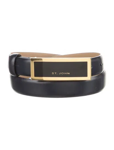 Pre-owned St John Skinny Leather Belt In Blue
