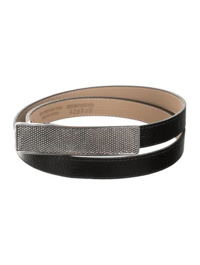 Pre-owned St John Skinny Leather Waist Belt In Black