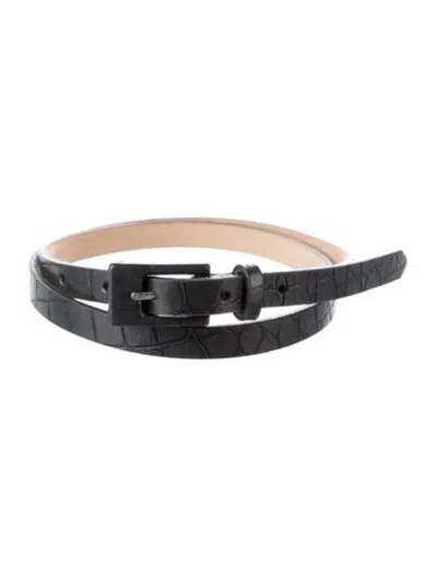 Pre-owned St John Skinny Leather Waist Belt In Black
