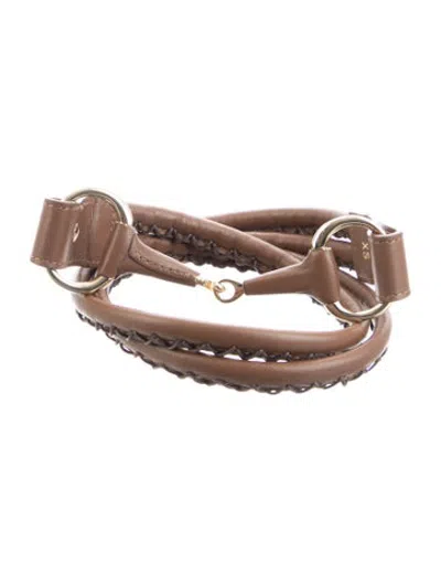 Pre-owned St John Skinny Leather Waist Belt In Brown