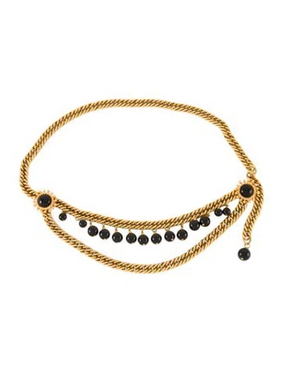 Pre-owned St John Skinny Metal Chain-link Belt In Gold