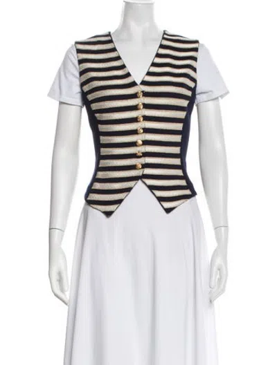 Pre-owned St John Striped Vest In Blue