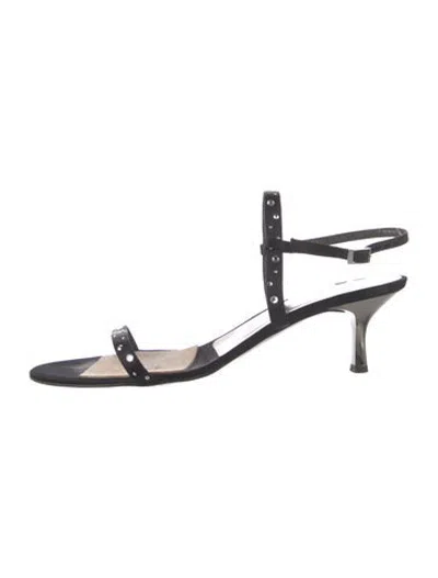 Pre-owned St John Suede Sandals In Black