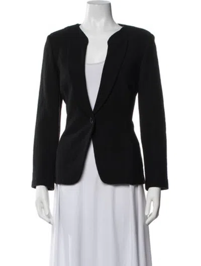 Pre-owned St John Tweed Pattern Blazer In Black