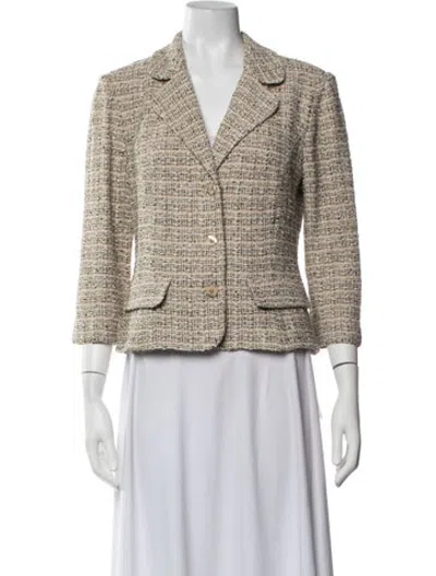Pre-owned St John Tweed Pattern Blazer In Neutrals