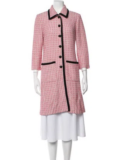 Pre-owned St John Tweed Pattern Coat In Pink
