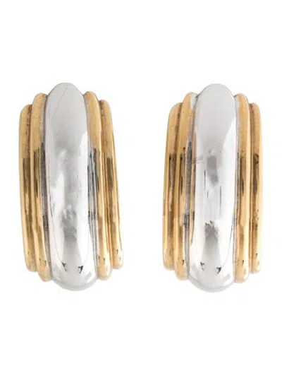 Pre-owned St John Two-tone Clip-on Earrings In Multicolor