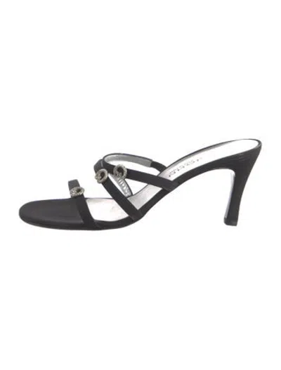 Pre-owned St John Vintage Satin Sandals In Black