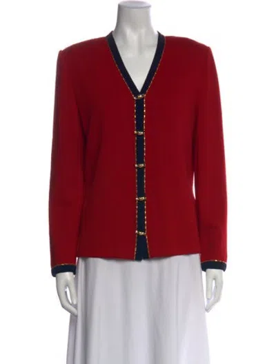 Pre-owned St John V-neck Sweater In Red
