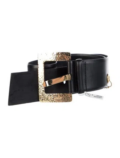 Pre-owned St John Wide Leather Waist Belt In Black