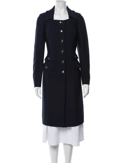 Pre-owned St John Wool Coat In Blue