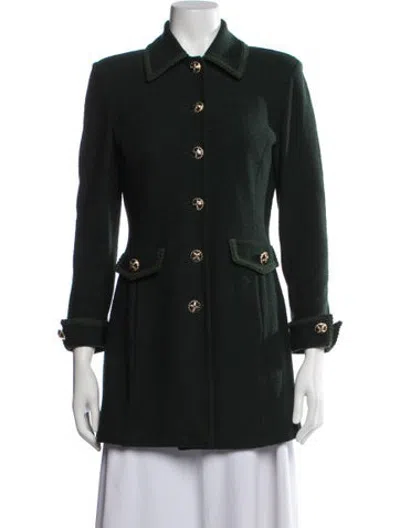 Pre-owned St John Wool Coat In Green
