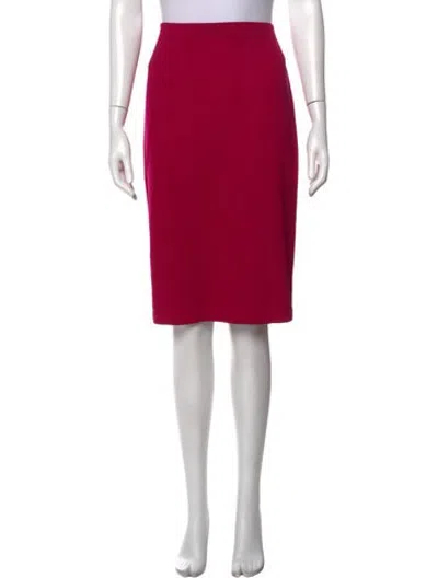 Pre-owned St John Wool Knee-length Skirt In Red