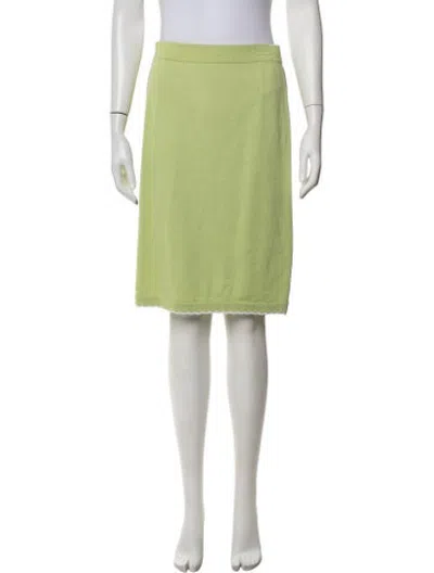 Pre-owned St John Wool Midi Length Skirt In Green