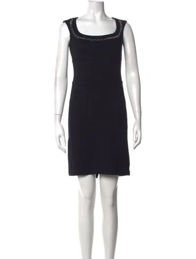 Pre-owned St John Wool Mini Dress In Black