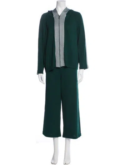 Pre-owned St John Wool Pantsuit In Green