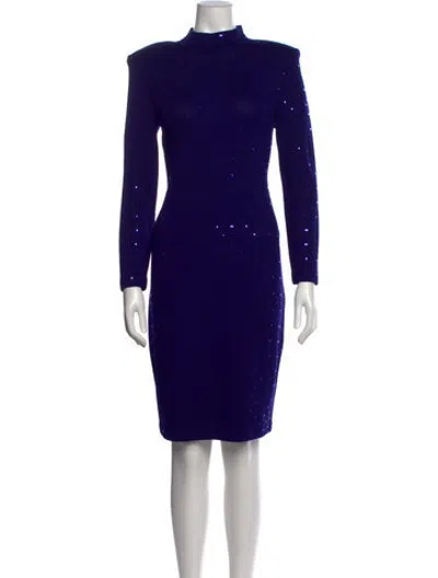 Pre-owned St John Wool Printed Sweater In Blue