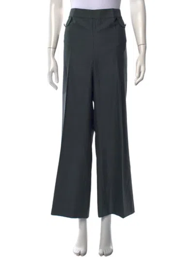 Pre-owned St John Wool Wide Leg Pants In Green